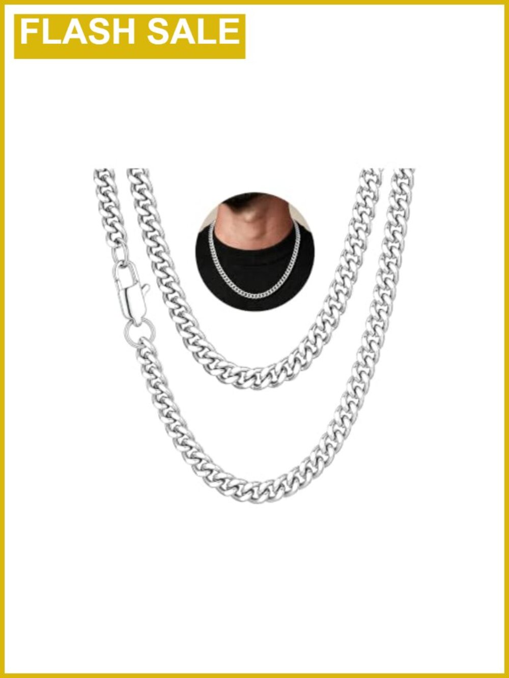 Men's 5MM Cuban Link Chain Necklace Stainless Steel Lobster Clasp Jewelry Gift